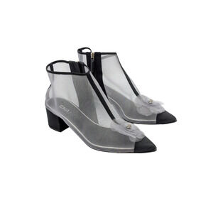 Chanel Mesh Grosgain Camellia Ankle Booties Size 40.5C Spring 2019